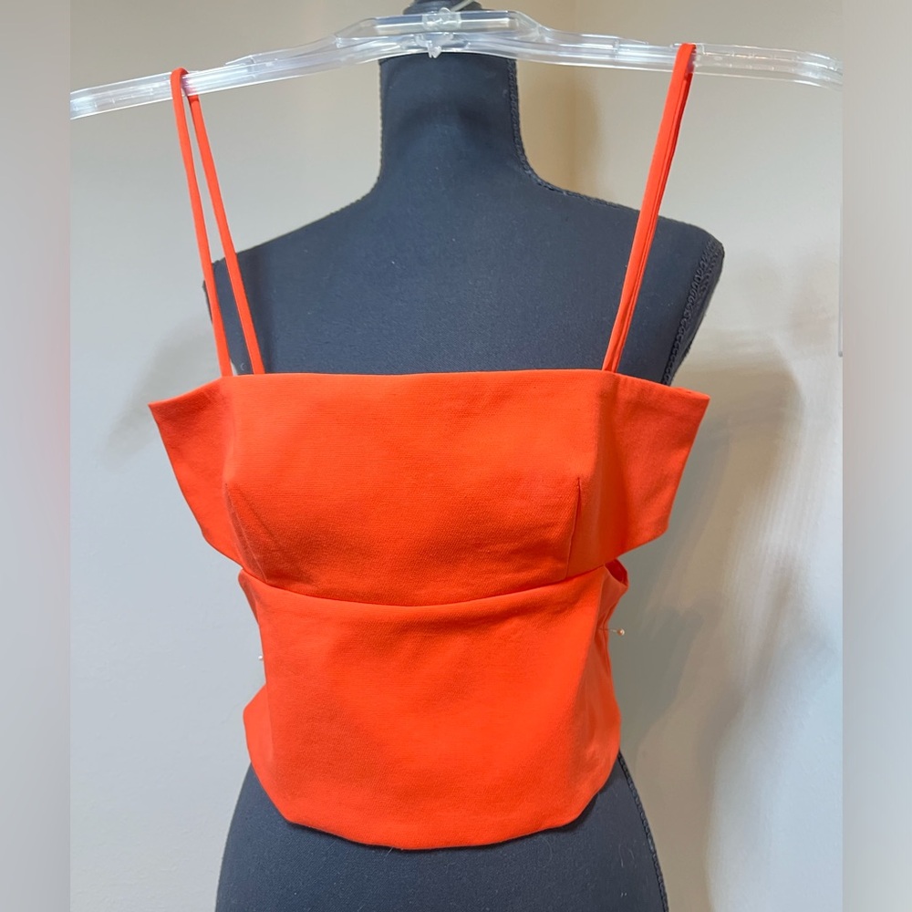 NWOT Zara XL Orange Spaghetti Straps Top, Open Cut-Out Sides